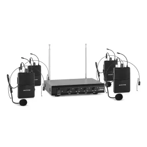 Auna Pro VHF-4-HS 4-Kanal-VHF-Funkmikrofon Set 4xHeadset 100m