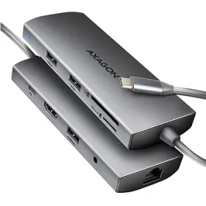AXAGON HMC-8HLSA 9-in-1 Hub, USB-C 5Gbps, 3x USB-A, HDMI 4k/60Hz, RJ-45, SD/mSD, Audio, PD 100W