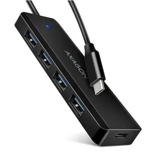AXAGON HUE-C1C TRAVEL Hub, USB-C 5Gbps, 4x USB-A, USB-C power IN, Kabel 19 cm