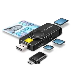 AXAGON CRE-SMP2A Smart card / ID Card & SD / microSD / SIM Card PocketReader - USB-A + USB-C