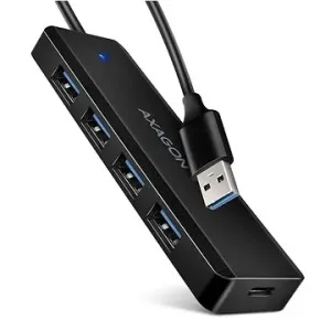 AXAGON HUE-C1A TRAVEL Hub, USB-A 5Gbps, 4x USB-A, USB-C power IN, Kabel 19 cm