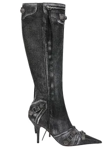 BALENCIAGA - Le Cagole Denim Print Leather Boots #1551384