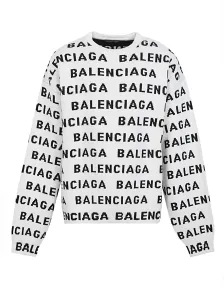 BALENCIAGA - Allover Logo Wool Crewneck Jumper