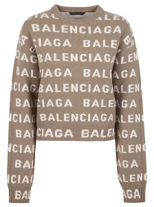 BALENCIAGA - Allover Logo Wool Cropped Sweater