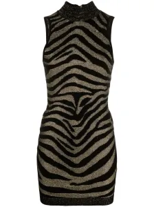 BALMAIN - Sleeveless Zebra Print Knit Short Dress #1002113