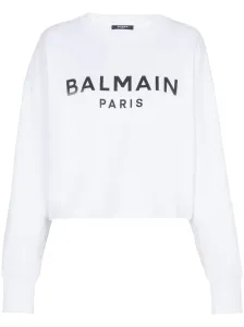 BALMAIN - Logo Organic Cotton Cropped Sweatshirt #1508709