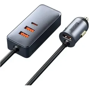 Baseus Auto-Schnellladegerät mit Verlängerungskabel 3 x USB-A, 1 x Typ-C 120 Watt - grau