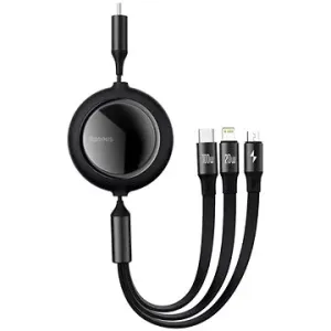 Baseus  One-for-three Retractable Data Cable Type-C to M+L+C 1.2m 100W Black