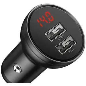 Baseus Digital Dual USB Display 4.8A Car Charger 4W Grey