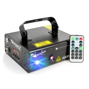 Beamz Anthe II Doppelstrahl-Laser 9 W RGB 12-Gobos 7-DMX Master/Slave
