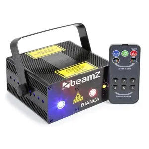 Beamz Bianca Doppelstrahl-Laser 330W RGB 12-Gobos 7-DMX Master/Slave