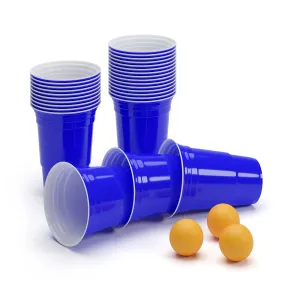 BeerCup Williams Blue Party Beer Pong Cups US-College-Design 473 ml  Bälle&Regelwerk