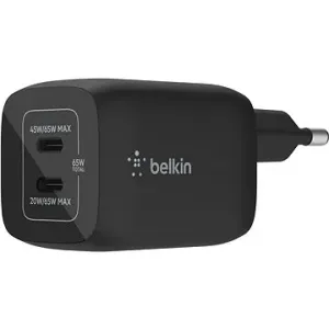 Belkin Boost Charge 65W PD PPS Dual USB-C GaN Charger Universal, Black