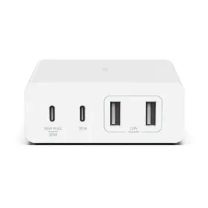 Belkin Boost Charge PRO 108W 4-Ports USB GaN Desktop Charger (Dual C and Dual A) and 2m Cord - White