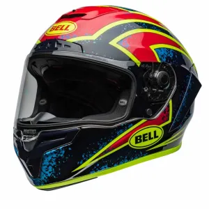 Bell Race Star DLX Flex Xenon Gloss Blue Retina Full Face Helmet Größe L