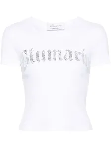BLUMARINE - Logo Ribbed Cotton Cropped T-shirt #1531082