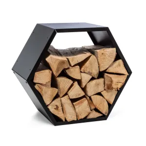 Blumfeldt Hexawood Black Holzspeicher Hexagon-Form 50,2x58x32cm