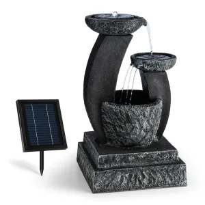 Blumfeldt Fantaghiro Zierbrunnen Gartenbrunnen 3W Solar LED Polyresin Steinoptik