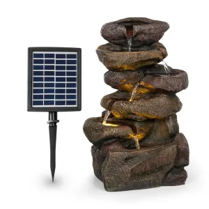 Blumfeldt Savona Solarbrunnen 2,8 W Polyresin 5h Akku LEDs Steinoptik