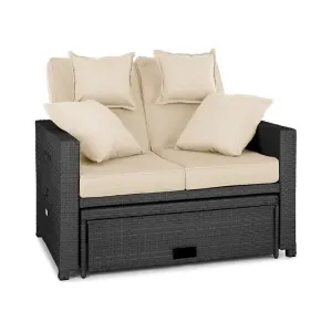 Blumfeldt Komfortzone Rattan-Lounge-Sofa Zweisitzer Polyrattan Klapptische #270530