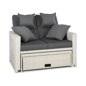 Blumfeldt Komfortzone Rattan-Lounge-Sofa Zweisitzer Polyrattan Klapptische