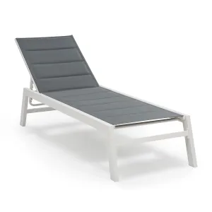 Blumfeldt Renazzo Lounge Liegestuhl 70/30 PVC/PE Aluminium 6-Stufen Weiß Grau