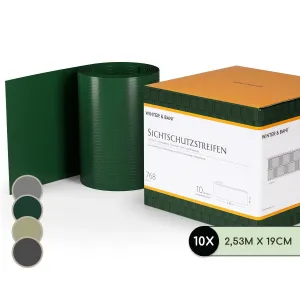 Blumfeldt Sichtschutzstreifen Zaunblenden PVC-Hartplastik 2,53 x 0,19 m #273363