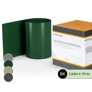 Blumfeldt Sichtschutzstreifen Zaunblenden PVC-Hartplastik 2,53 x 0,19 m #273364
