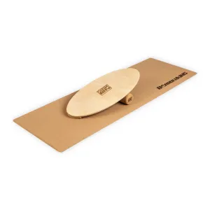 BoarderKING Indoorboard Allrounder Balance Board + Matte + Rolle Holz / Kork #272885