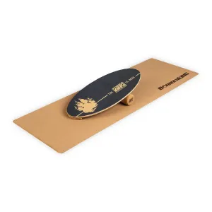 BoarderKING Indoorboard Allrounder Balance Board + Matte + Rolle Holz / Kork