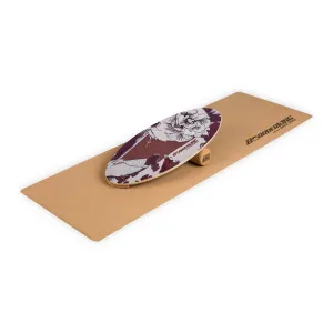 BoarderKING Indoorboard Allrounder Balance Board + Matte + Rolle Holz / Kork #274260