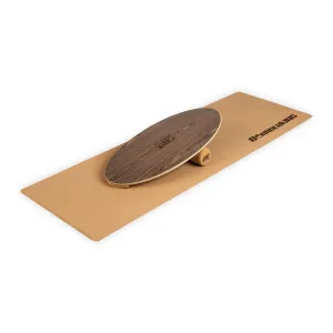 BoarderKING Indoorboard Allrounder Balance Board + Matte + Rolle Holz / Kork #272886