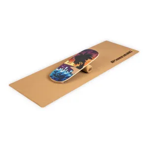 BoarderKING Indoorboard Classic Balance Board + Matte + Rolle Holz / Kork