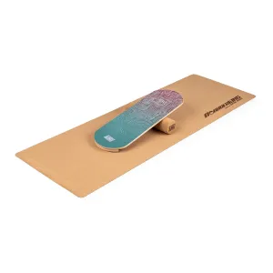 BoarderKING Indoorboard Classic Balance Board + Matte + Rolle Holz / Kork