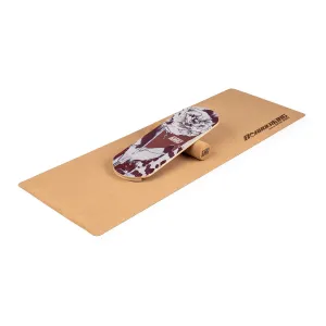 BoarderKING Indoorboard Classic Balance Board + Matte + Rolle Holz / Kork #274211