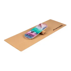 BoarderKING Indoorboard Classic Balance Board + Matte + Rolle Holz / Kork #274212