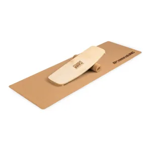 BoarderKING Indoorboard Curved Balance Board + Matte + Rolle Holz / Kork #272899