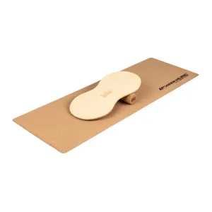 BoarderKING Indoorboard Physio natur Balance Board + Matte + Rolle Holz / Kork