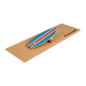 BoarderKING Indoorboard Wave Balance Board + Matte + Rolle Holz / Kork