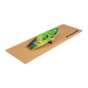 BoarderKING Indoorboard Wave Balance Board + Matte + Rolle Holz / Kork #272878