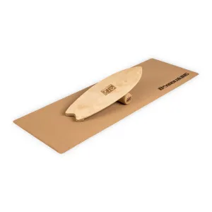 BoarderKING Indoorboard Wave Balance Board + Matte + Rolle Holz / Kork #272879