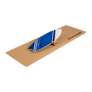 BoarderKING Indoorboard Wave Balance Board + Matte + Rolle Holz / Kork