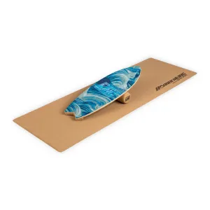 BoarderKING Indoorboard Wave Balance Board + Matte + Rolle Holz / Kork #274256