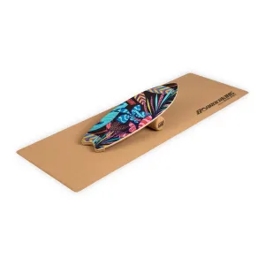 BoarderKING Indoorboard Wave Balance Board + Matte + Rolle Holz / Kork #274257
