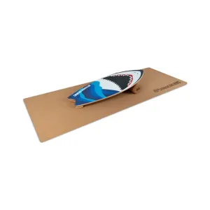 BoarderKING Indoorboard Wave Balance Board + Matte + Rolle Holz / Kork #272882