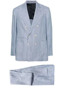 BRUNELLO CUCINELLI - Linend Striped Double-breasted Suit