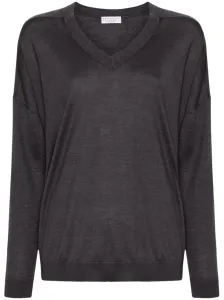 BRUNELLO CUCINELLI - Cashmere And Silk Blend V-necked Sweater #1542474