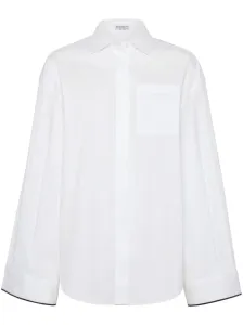 BRUNELLO CUCINELLI - Shiny Cuff Detail Cotton Shirt