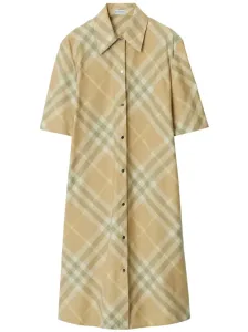 BURBERRY - Check Motif Cotton Shirt Dress