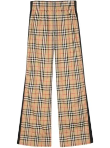 BURBERRY - Check Motif Cotton Trousers #1509735